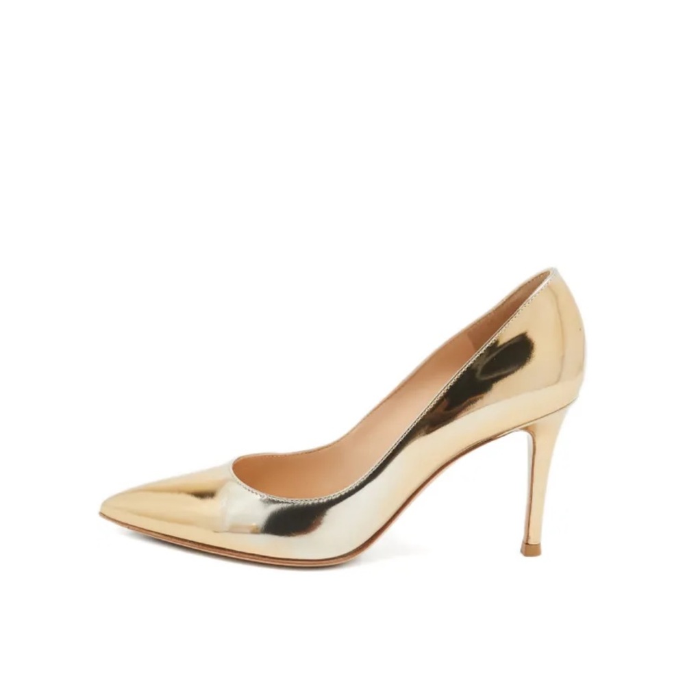 Gianvito Rossi 80mm Leather Heeled Gold Pump